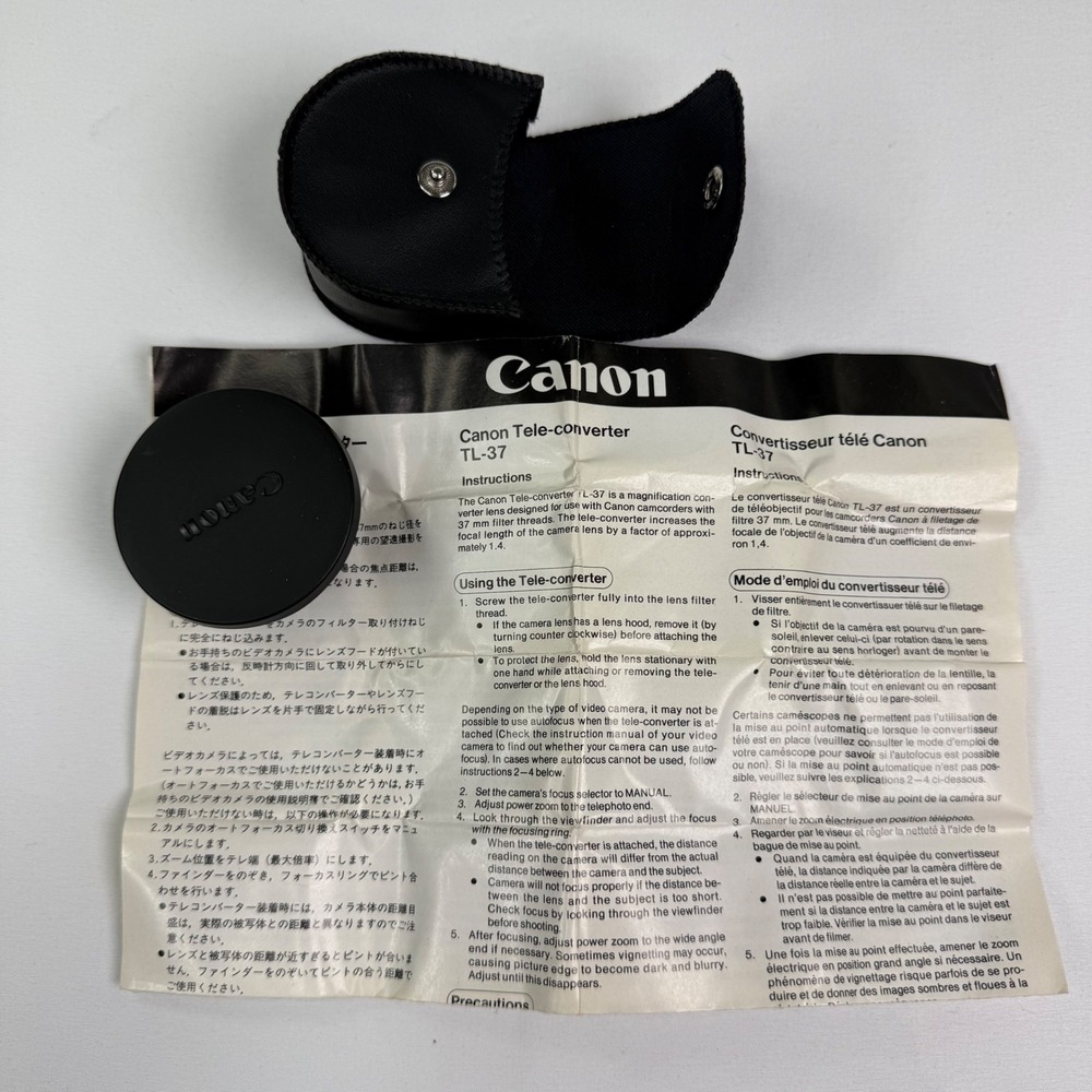 Canon Tele-converter TL-37 1.4x Lens for 37mm Camcorders with Case and Manual